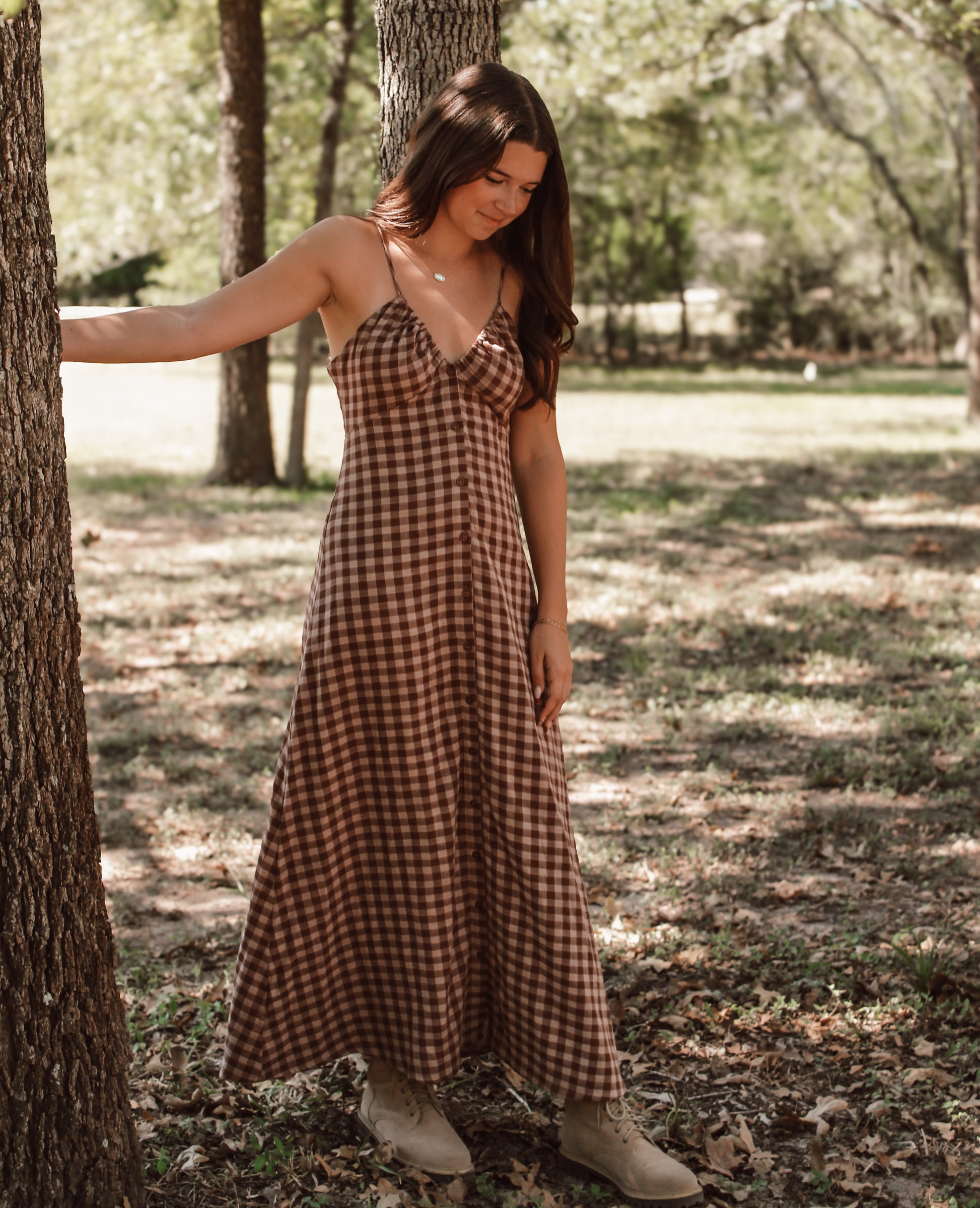 Chestnut Check Dress Annette and Co Chestnut Check Dress Annette and Co