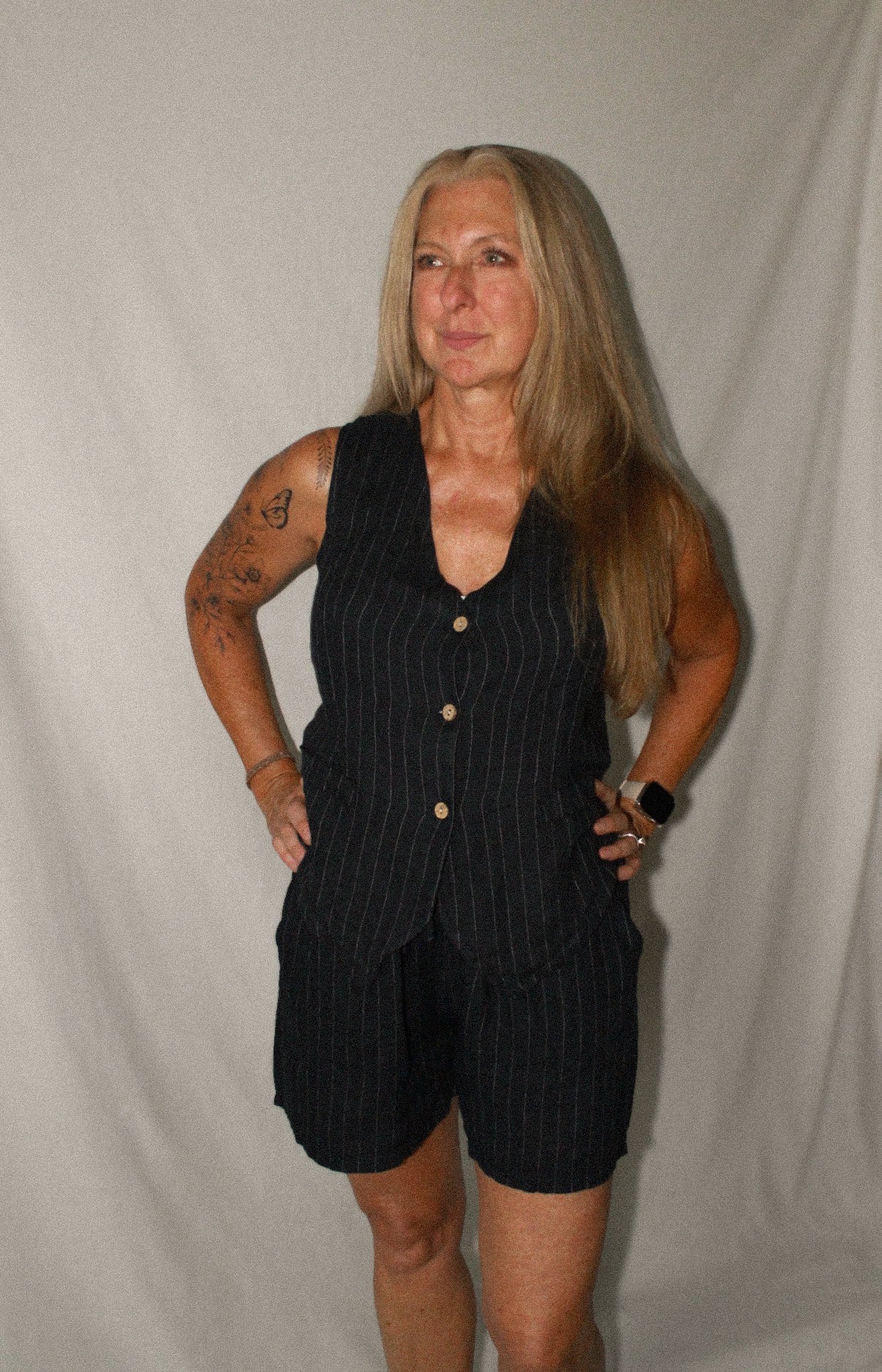 Pinstripe Linen Vest