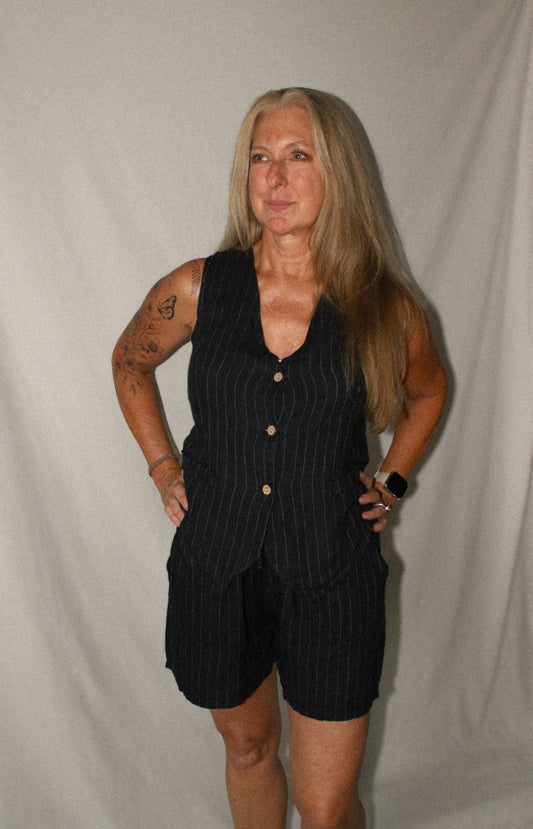 Pinstripe Linen Vest
