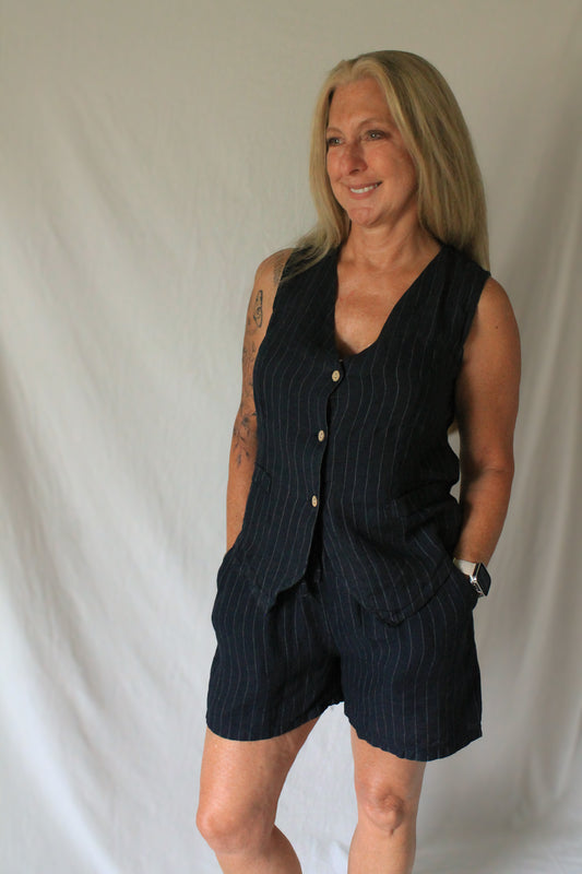 Pinstripe Linen Short